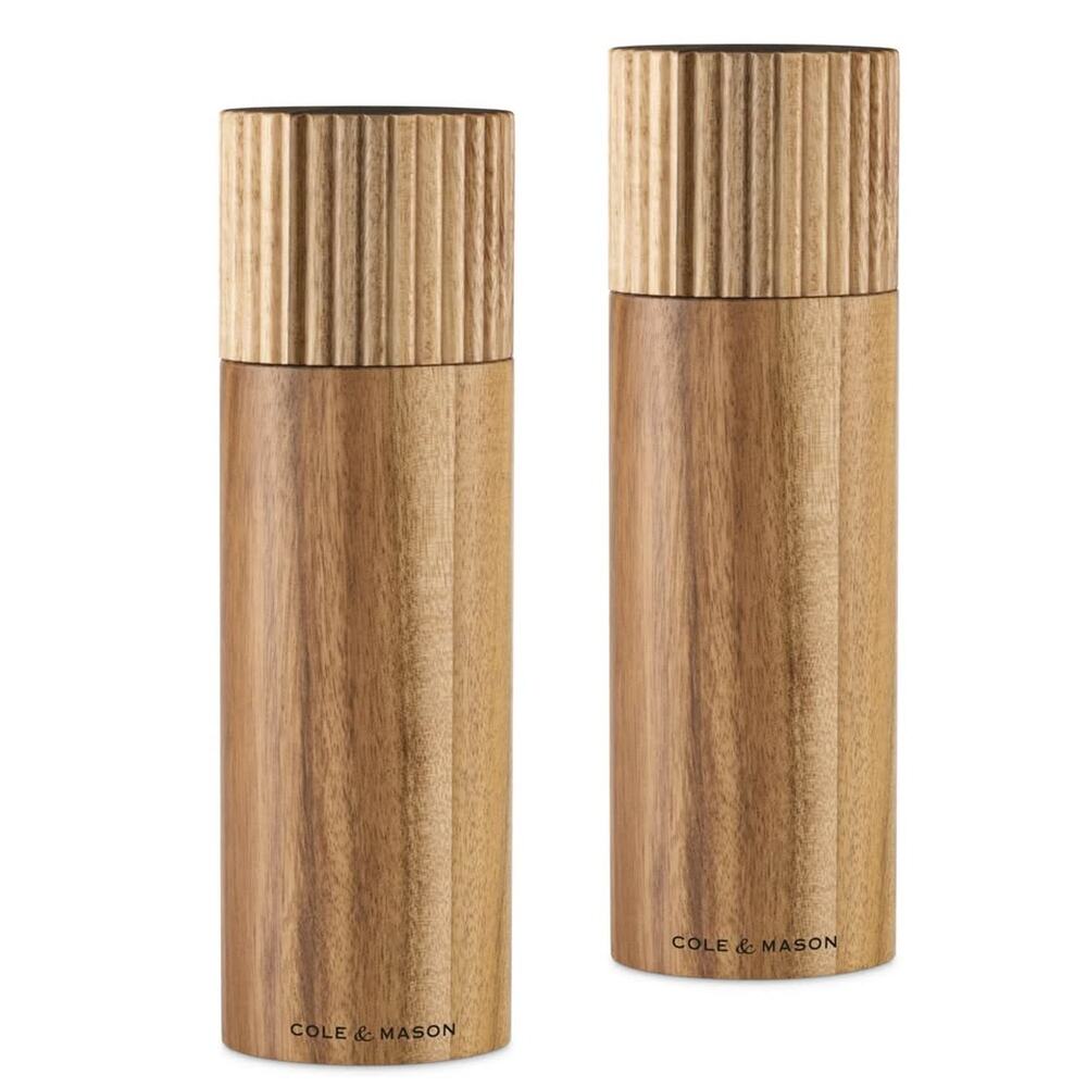 Cole & Mason Galloway Acacia Salt & Pepper Mill Set - NEW